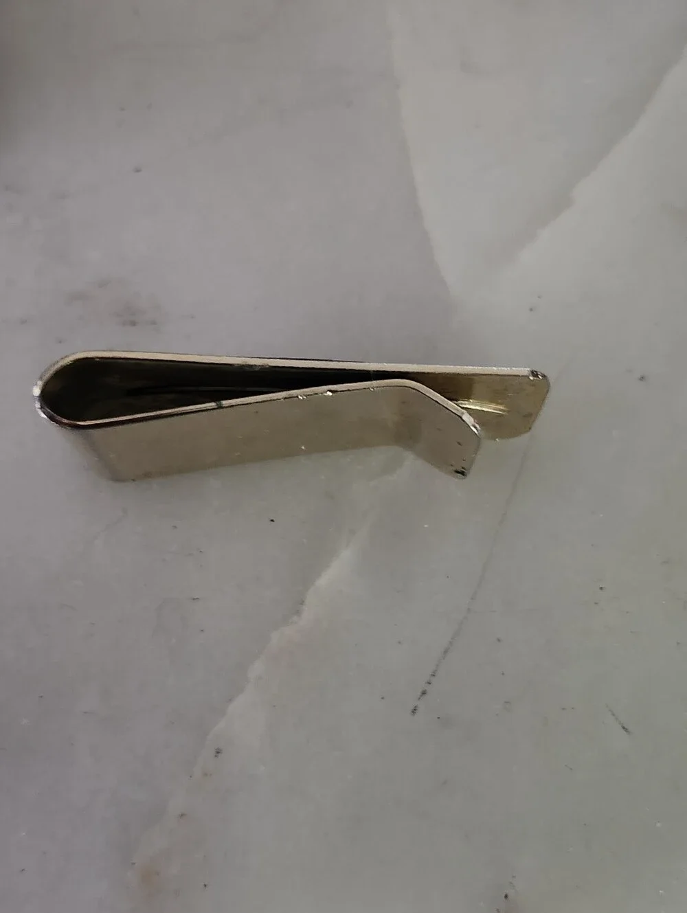 Vtg Gold-Tone Money Clip with Black Inlay and Crystal Accent